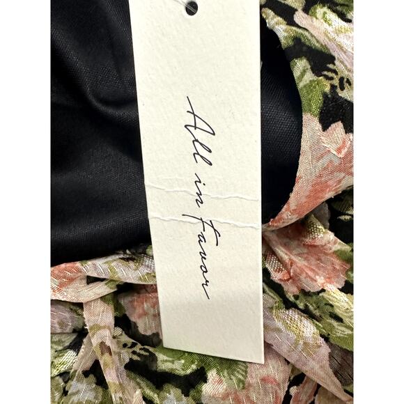 All In Favor Mini Dress Long Sleeves Zip Lined Floral Multi Color Women's L NWT - Picture 8 of 10